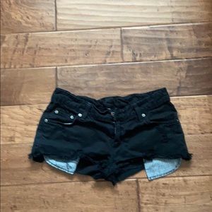 Black jean shorts